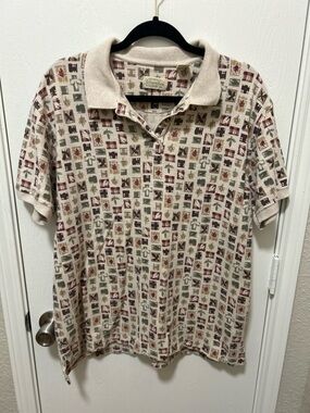 St. John’s Bay Vintage Autumn Leaves Polo Shirt Fall Vibes Size Mens XL